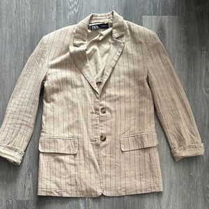 Zara Beige Pinstripe women's Blazer